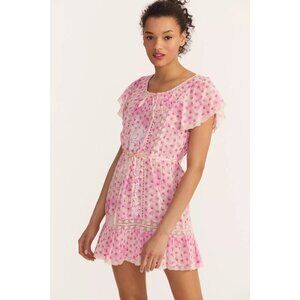 LoveShackFancy NWT ​Niall Cotton Floral Mini Dress in Pink Divine size P/XXS